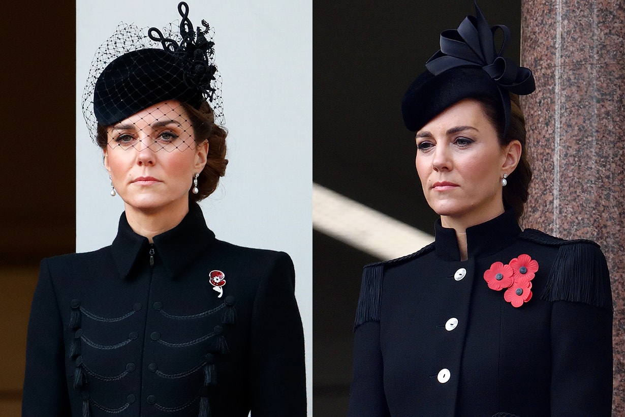 British Remembrance Day Royal Events Kate Middleton Black Catherine Walker Military Coat British Royal Family