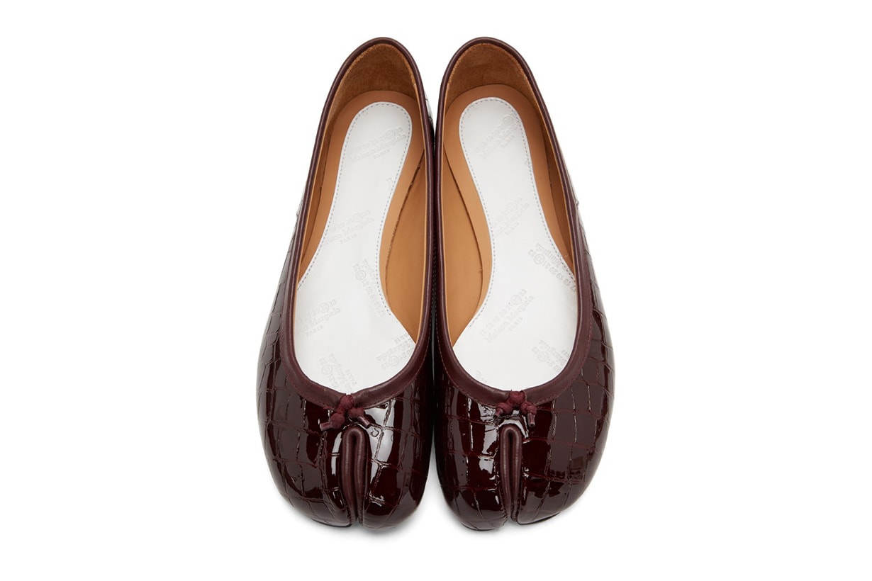 MAISON MARGIELA Burgundy Croc Tabi Ballerina Flats