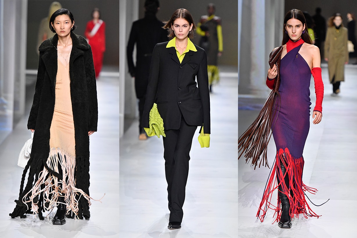 A model walks the runway during the Bottega Veneta fashion show as part of Milan Fashion Week Fall/Winter 2020-2021 on February 22, 2020 in Milan, Italy.