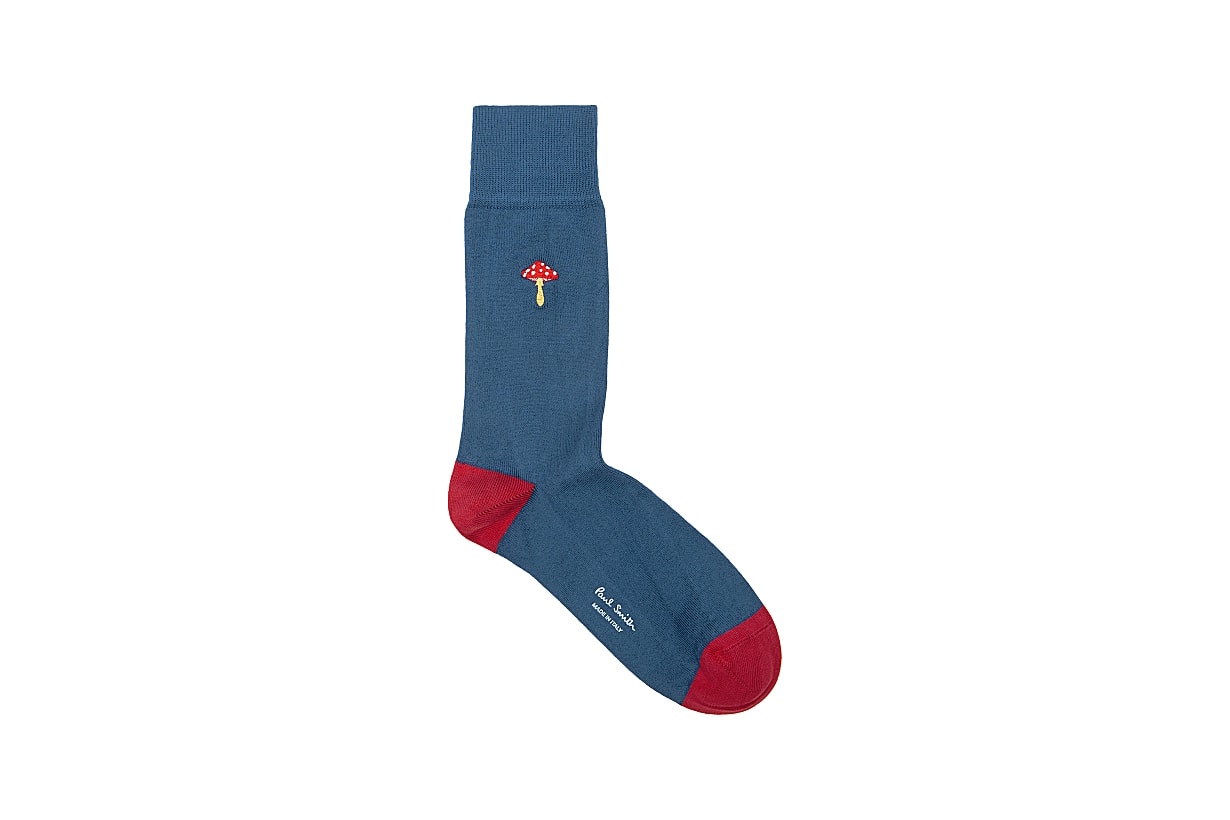 PAUL SMITH Mushroom blue cotton-blend socks