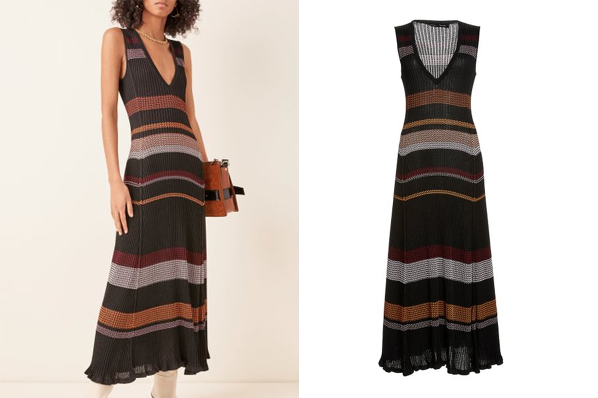 Proenza Schouler Striped Ribbed-Knit Maxi Dress
