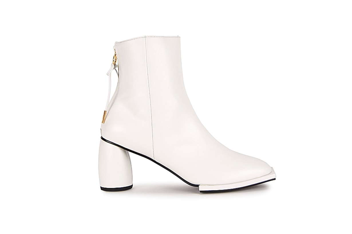 REIKE NEN Ribbon 80 white leather ankle boots