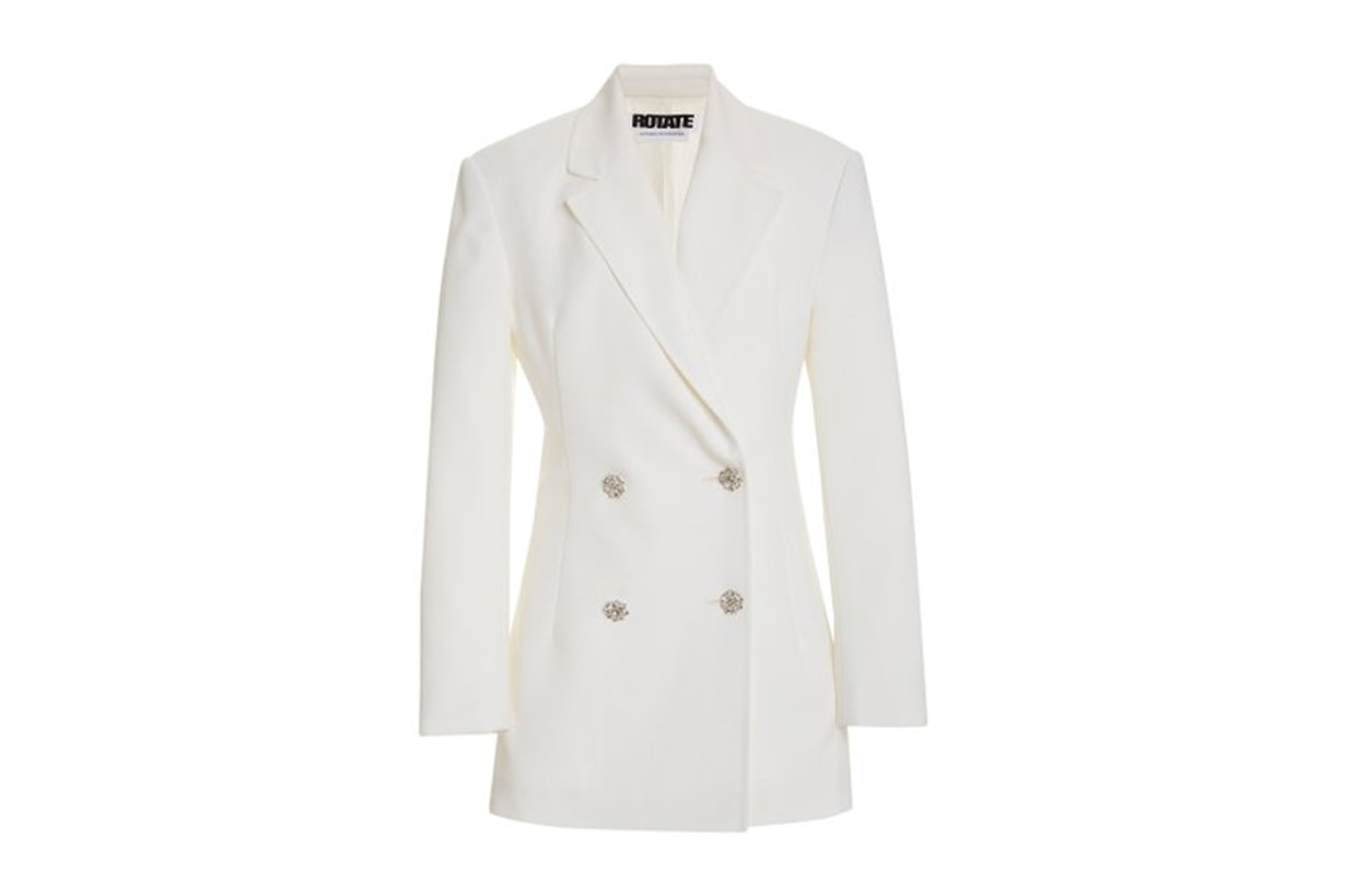 ROTATE Fonda Crystal-Embellished Cady Double-Breasted Blazer