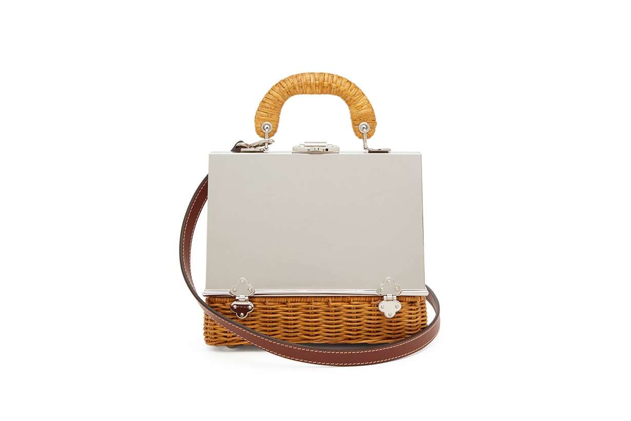 Sixty-six small wicker & metal box bag