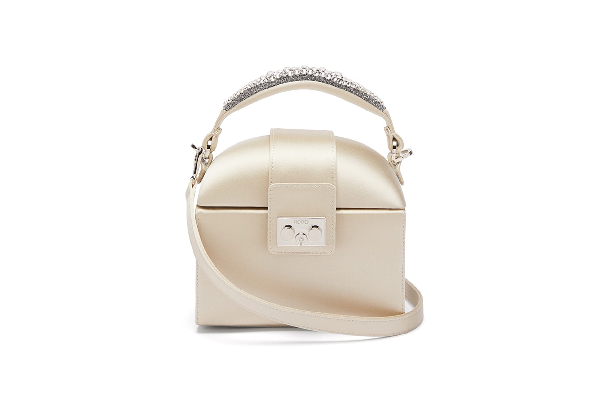 Trunk crystal-embellished satin bag