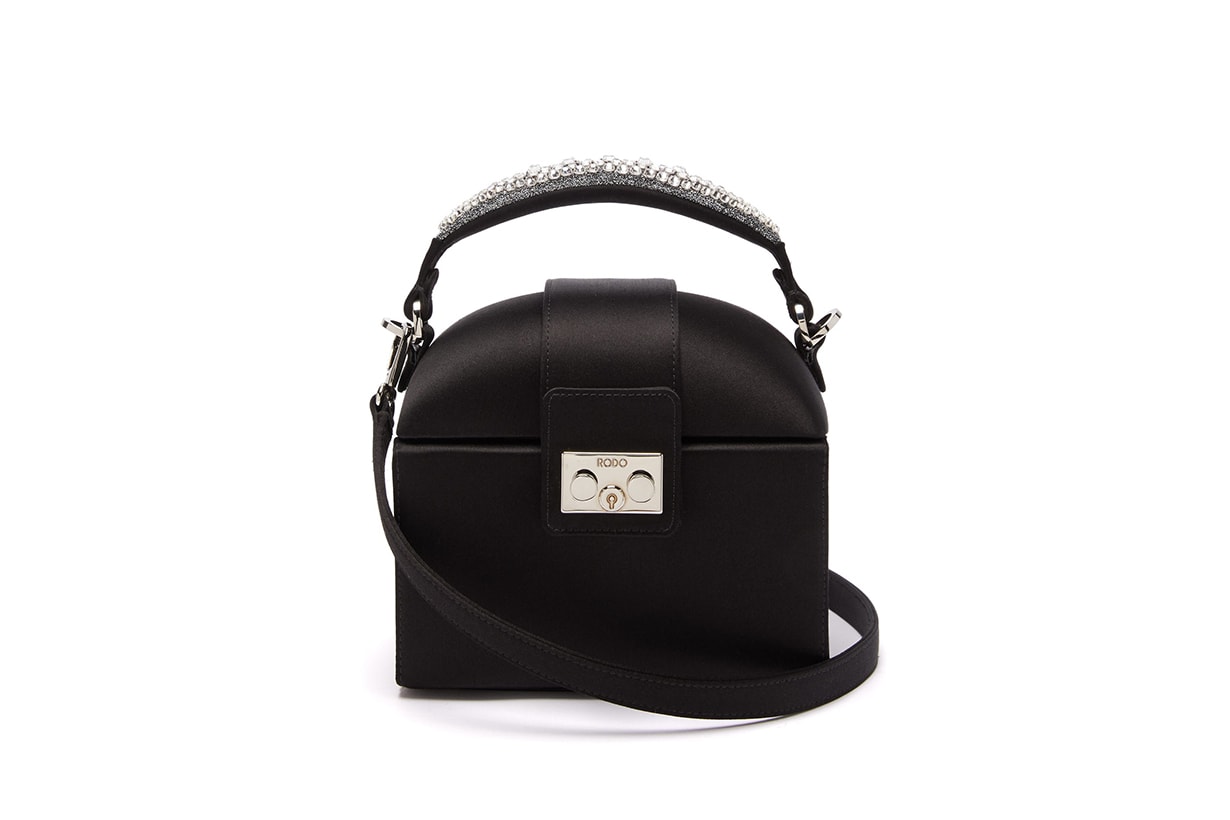 Trunk crystal-embellished satin cross-body bag