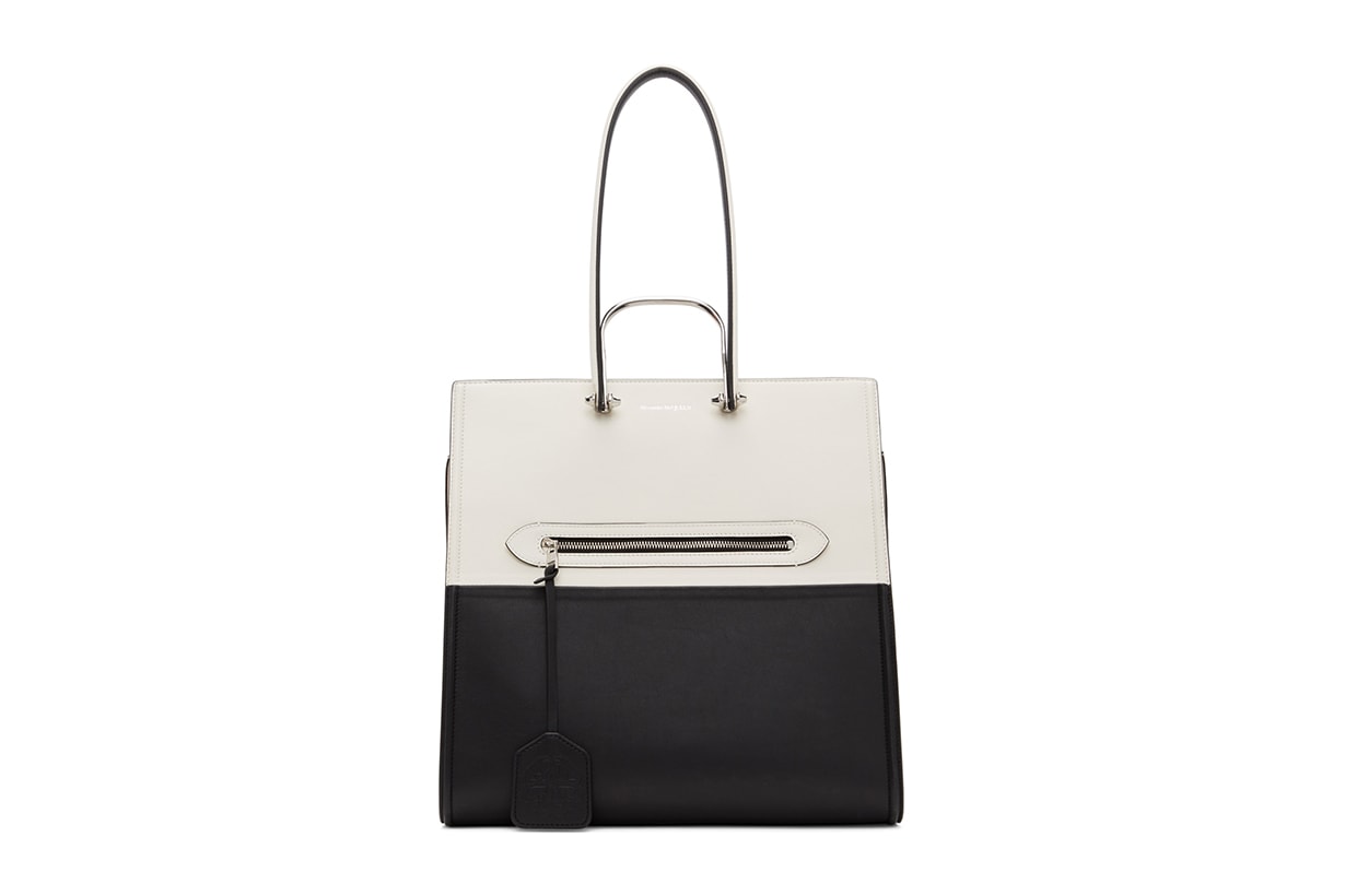 ALEXANDER MCQUEEN Black & White 'The Tall Story' Tote