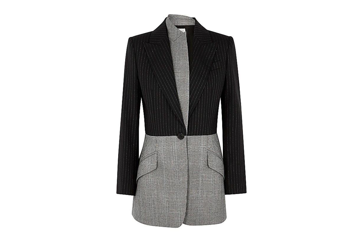 ALEXANDER MCQUEEN Pinstriped panelled wool blazer