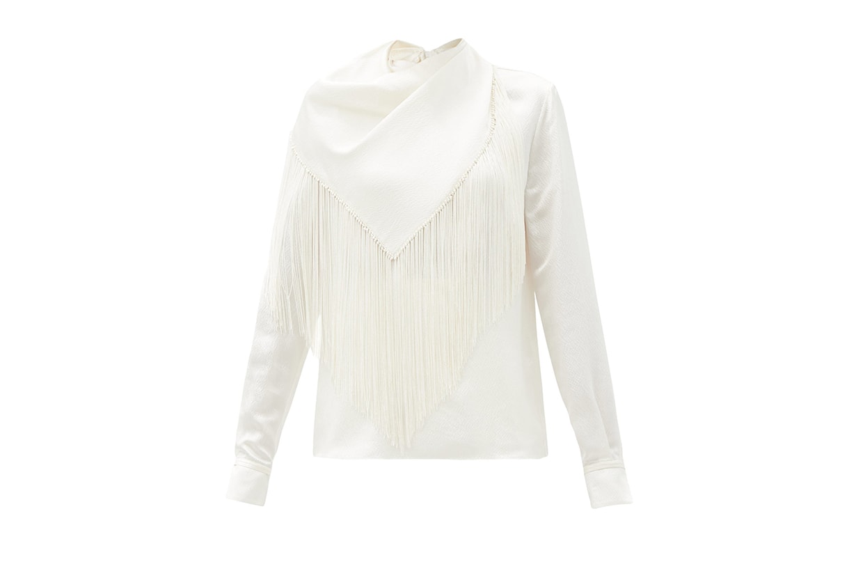 Anderson fringed silk-seersucker blouse