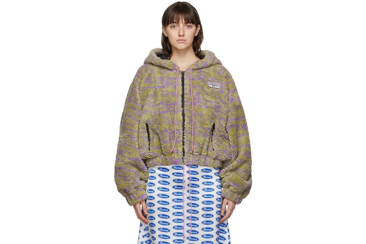 ASHLEY WILLIAMS Green & Purple Fleece Zip-Up