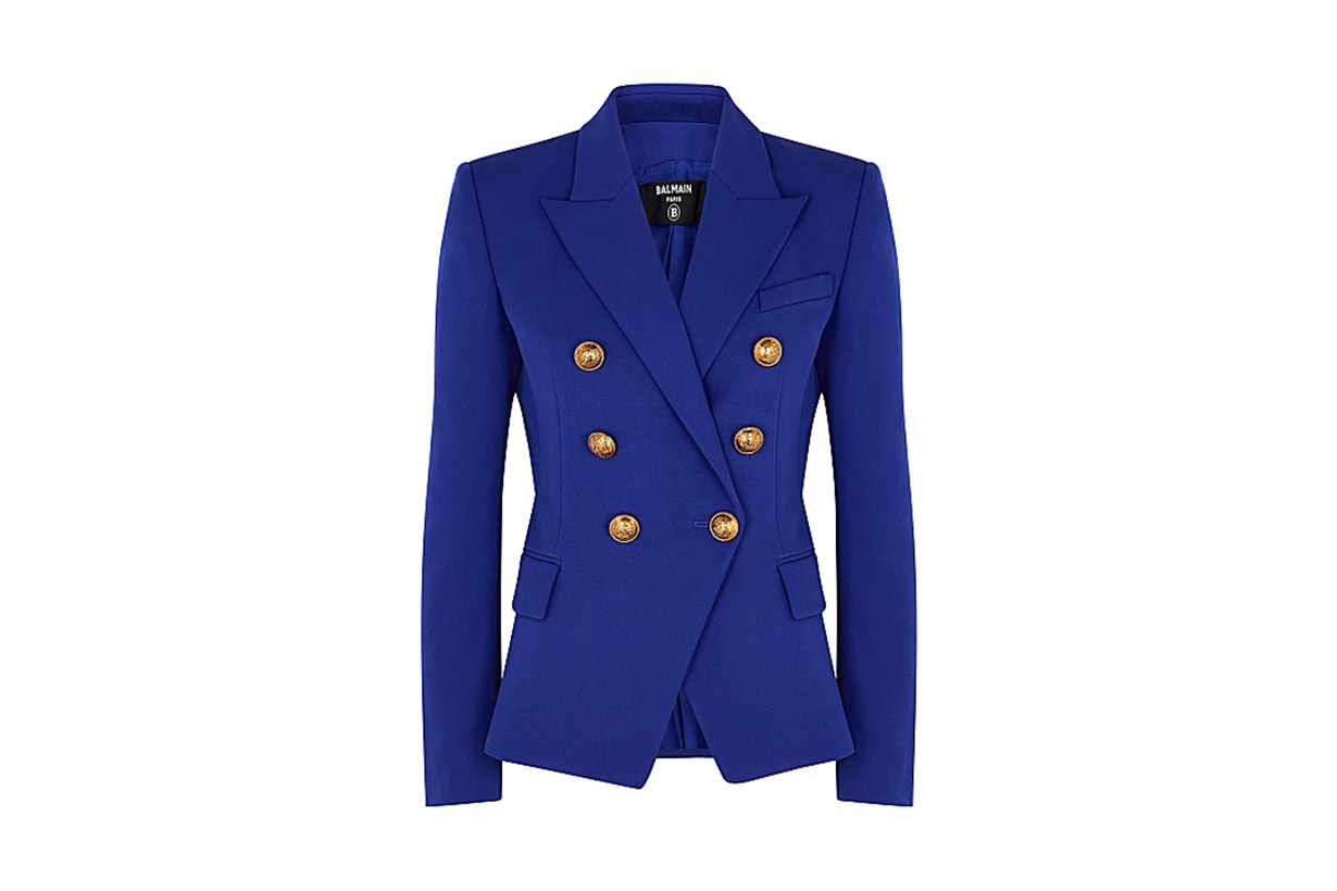 BALMAIN  Cobalt blue double-breasted wool blazer