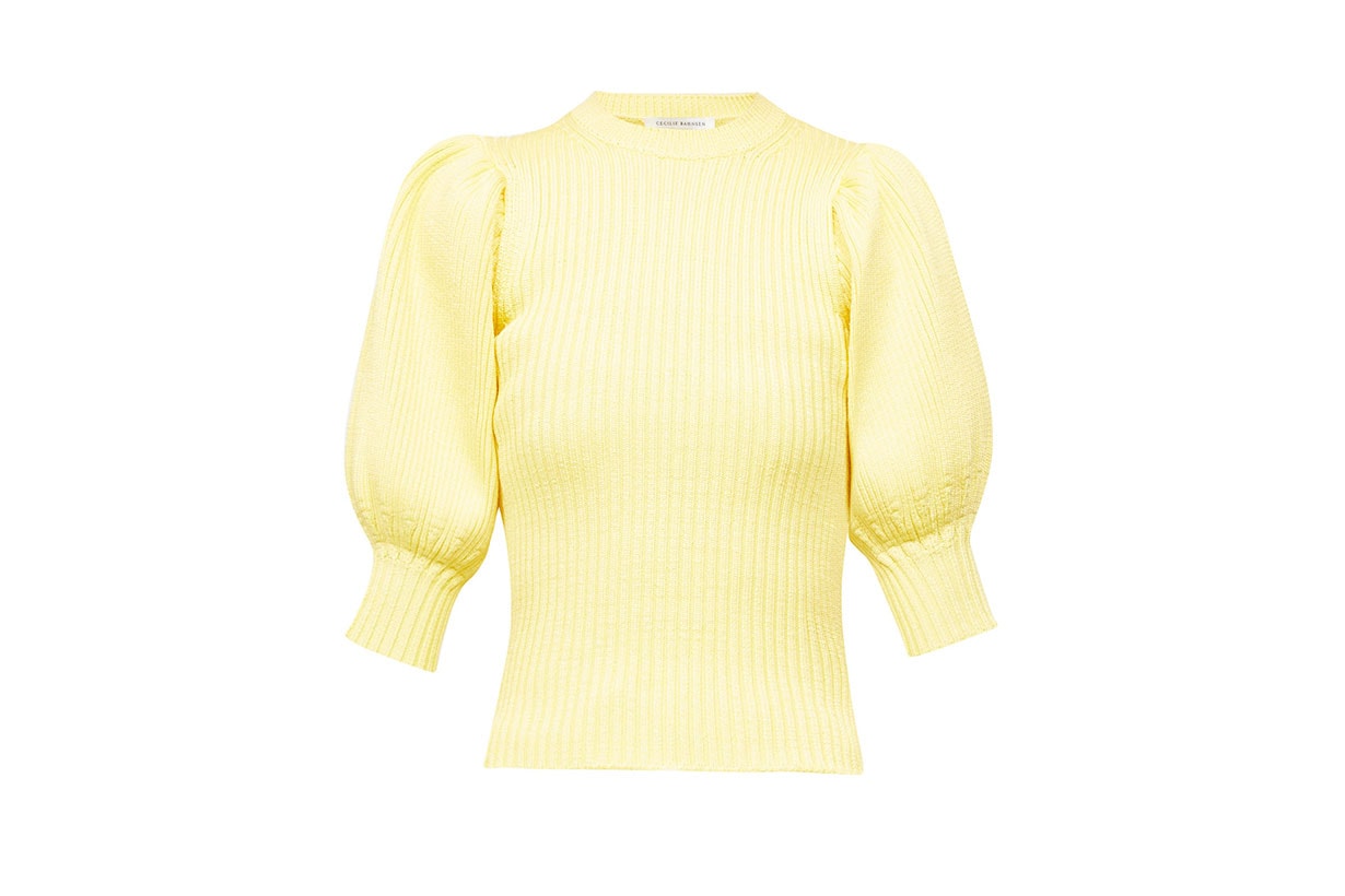 CECILIE BAHNSEN Maddy puff-sleeve ribbed sweater