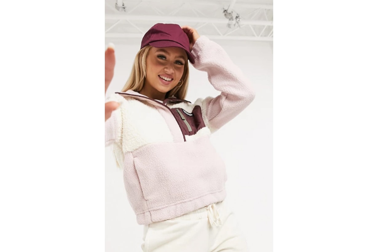 Columbia Lodge sherpa pullover fleece in pink