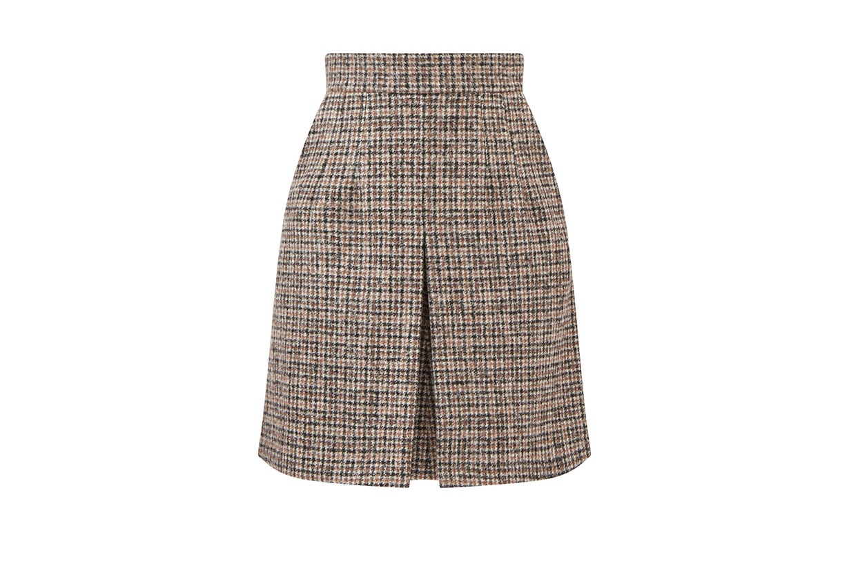 DOLCE & GABBANA Check alpaca-blend tweed mini skirt