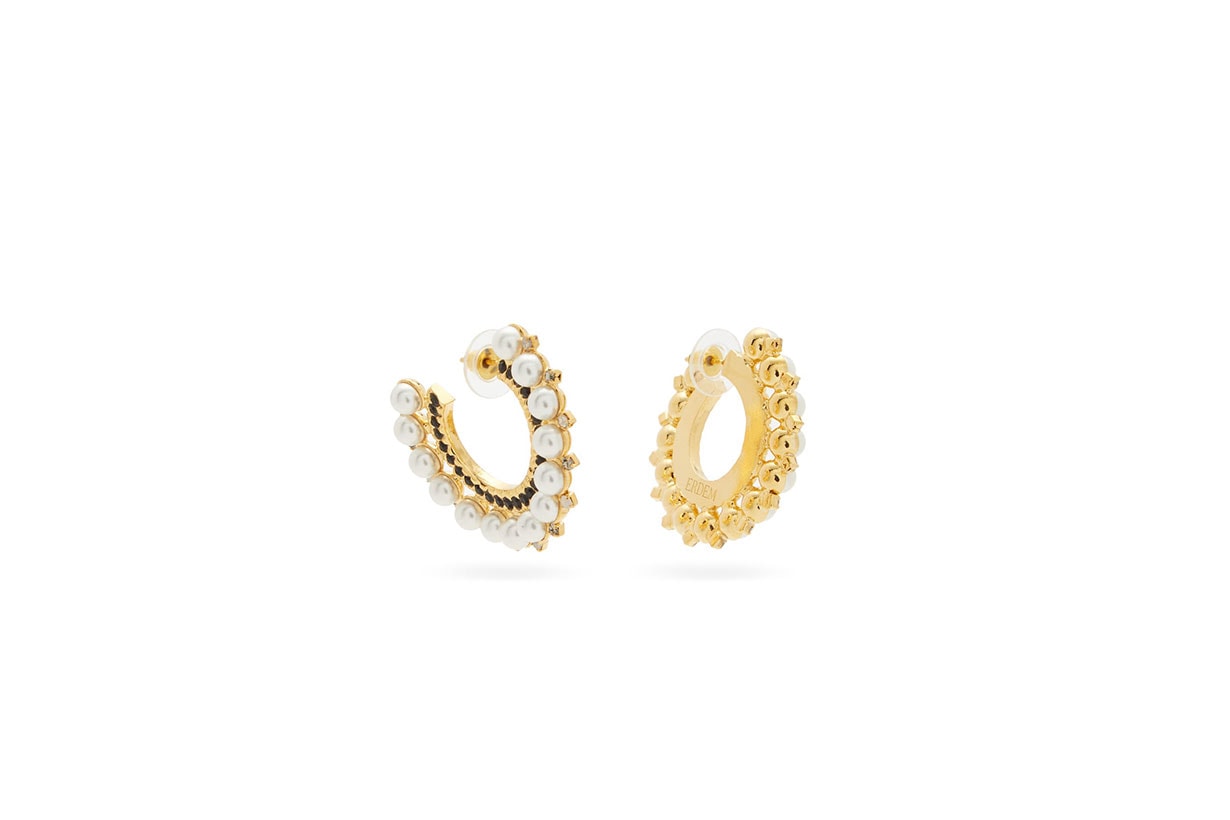 ERDEM Faux-pearl and crystal-embellished hoop earrings