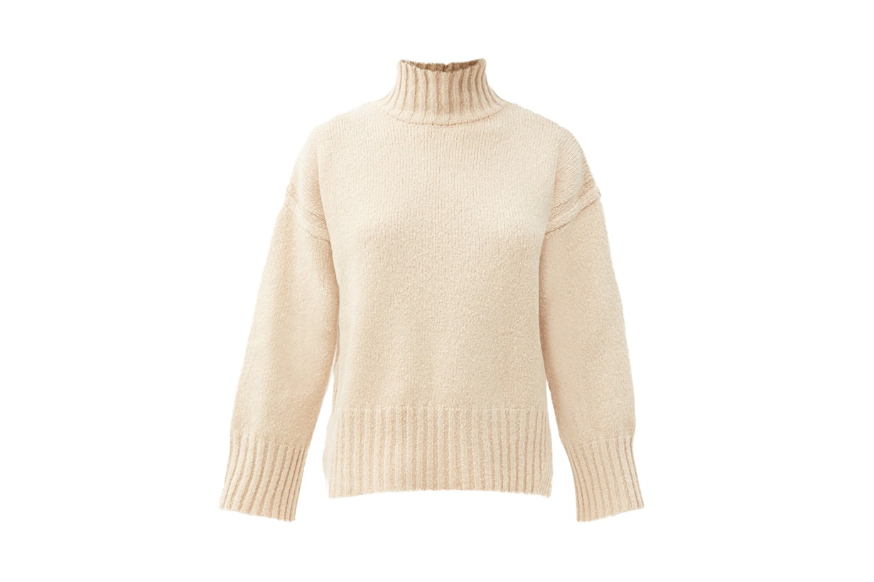FRAME Split-hem brushed wool-blend sweater
