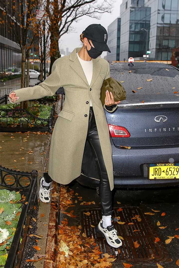 Hailey Bieber steps out on November 30, 2020 in New York City.