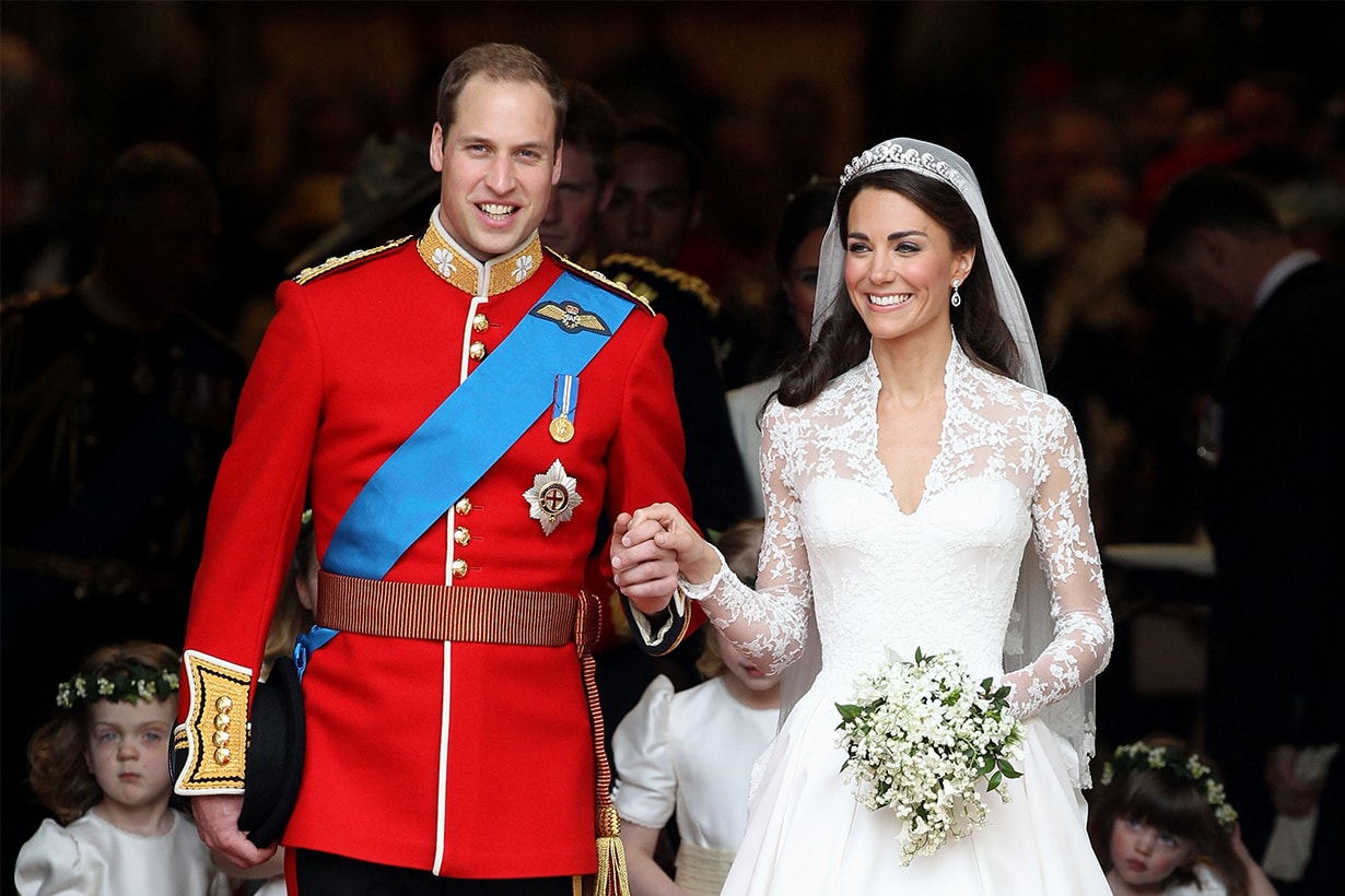 TRH Prince William, Duke of Cambridge and Catherine, Duchess of Cambridge smile following their marriage at Westminster Abbey on April 29, 2011 in London, England. The marriage of the second in line to the British throne was led by the Archbishop of Canterbury and was attended by 1900 guests, including foreign Royal family members and heads of state. Thousands of well-wishers from around the world have also flocked to London to witness the spectacle and pageantry of the Royal Wedding.