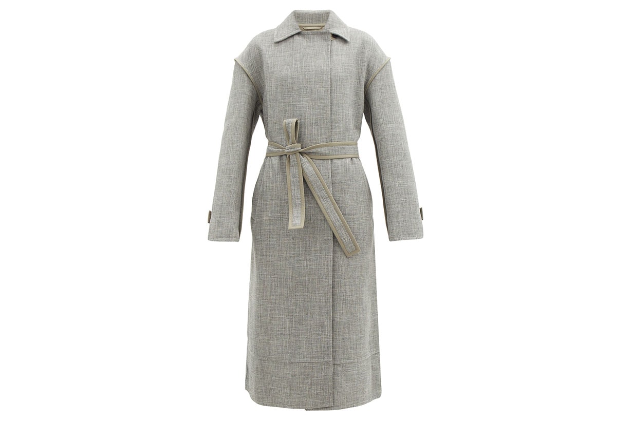 JIL SANDER Belted slubbed-weave coat