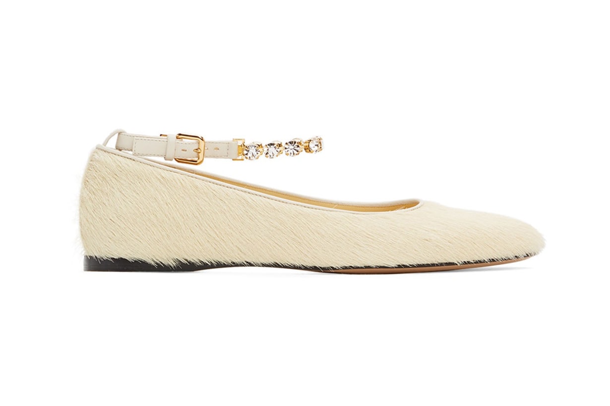 JW ANDERSON Yellow Fur Ballerina Flats