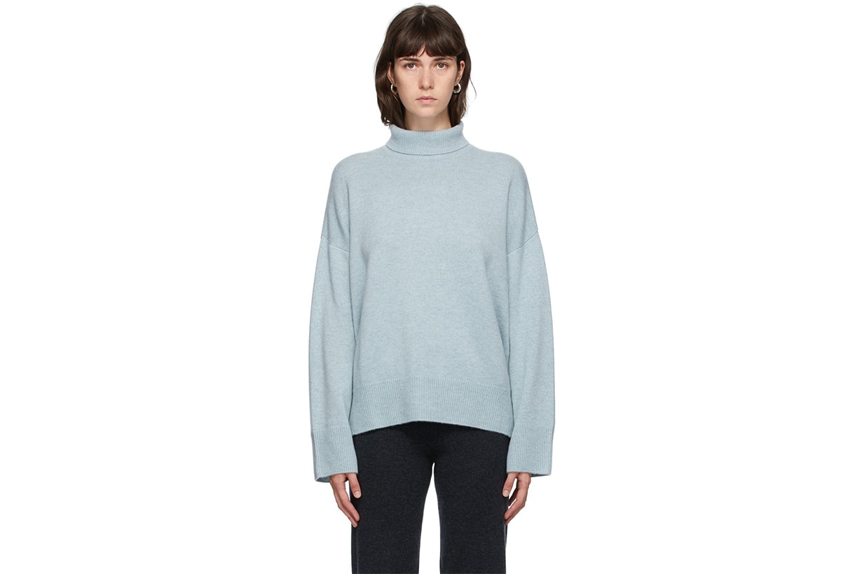 LE KASHA Blue Cashmere Turtleneck