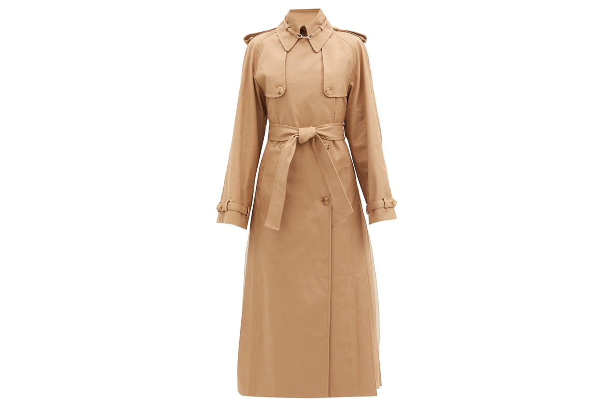 Lorna double-breasted pleated cotton trench coat