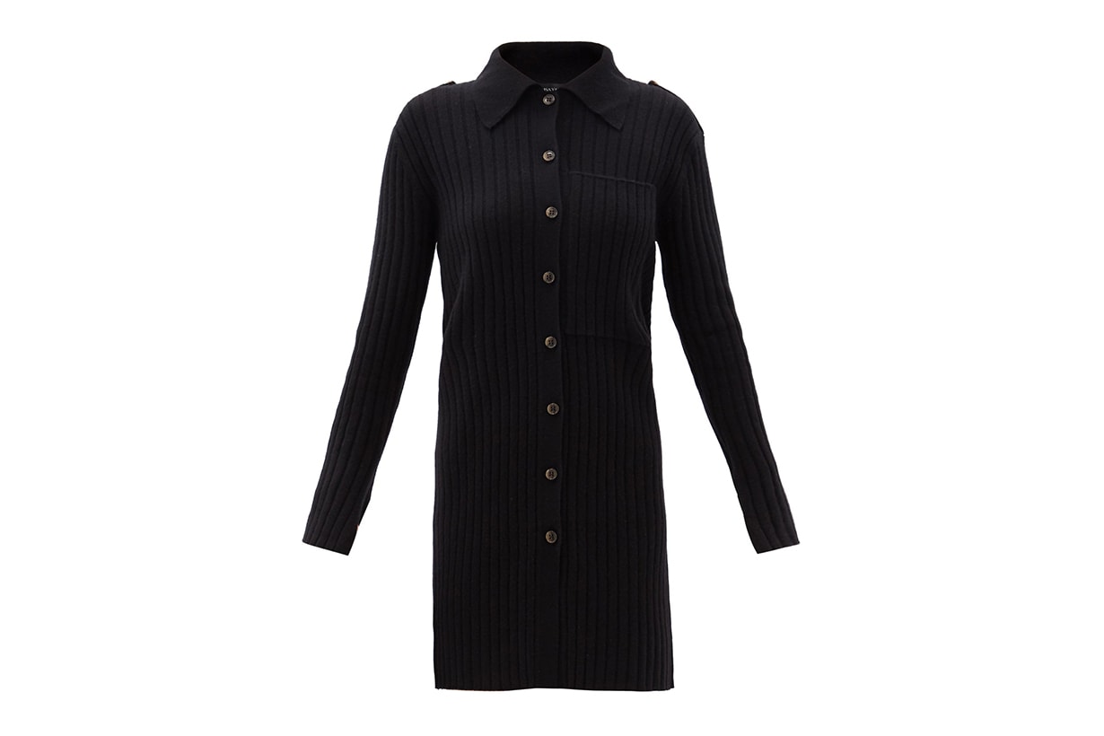 Lydia point-collar ribbed-cashmere cardigan