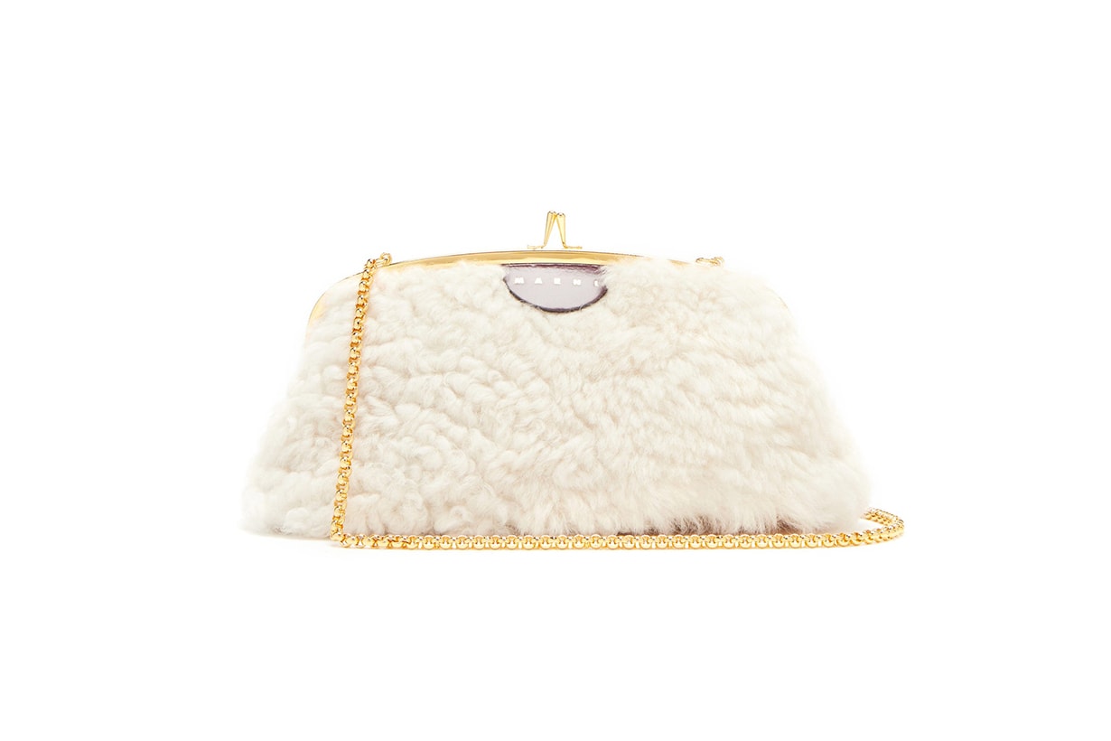 MARNI Cindy shearling and leather cross-body bag