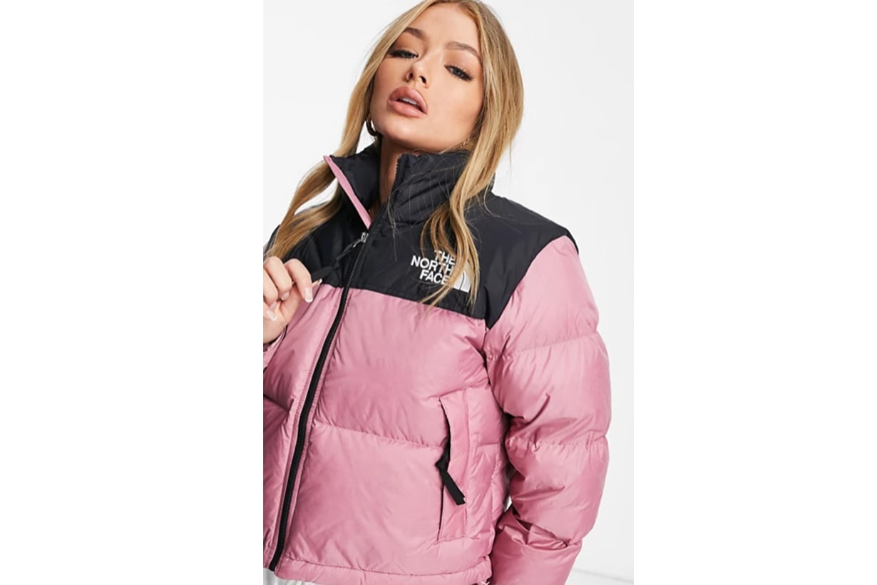 Nuptse cropped jacket in pink