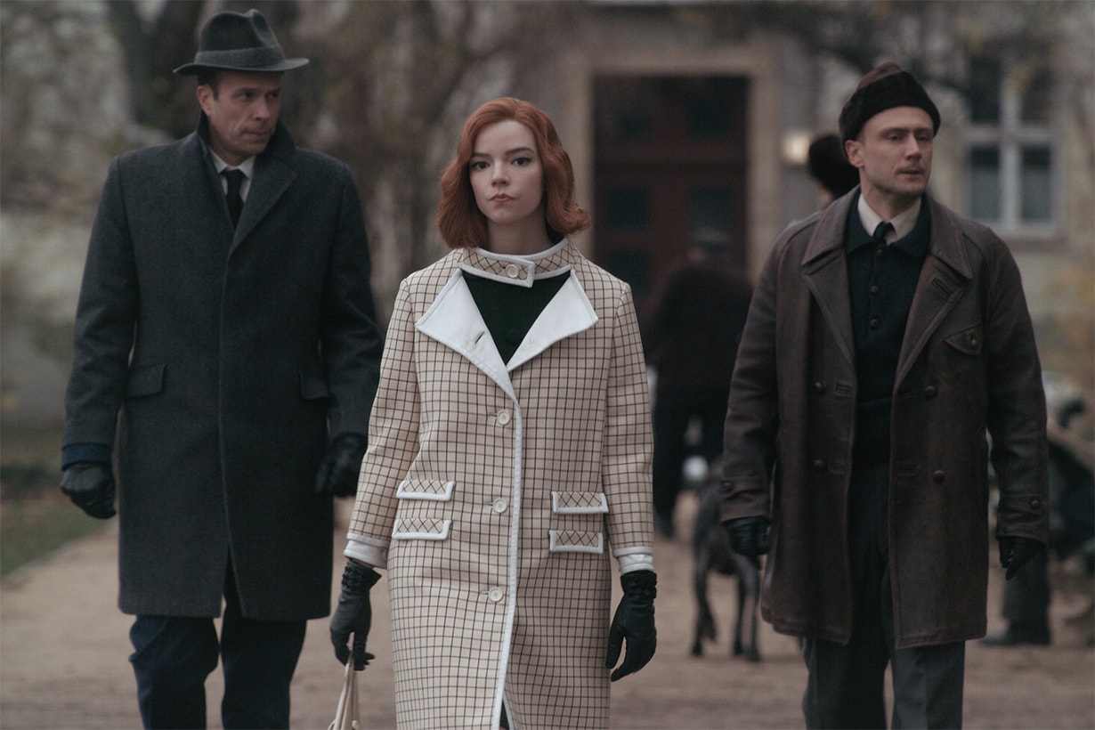 Anya Taylor-Joy wears checked coat