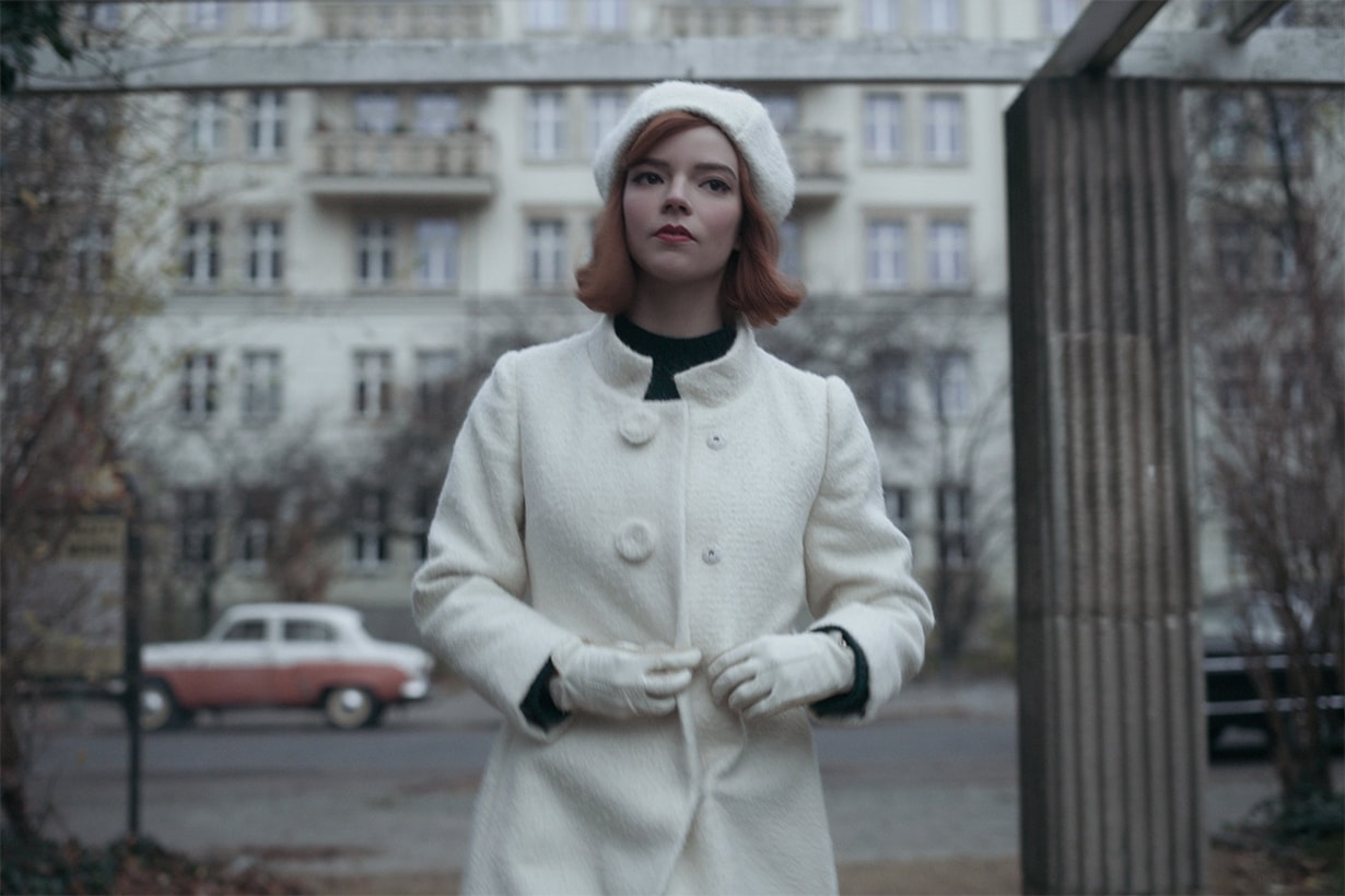 Anya Taylor-Joy Wears White Wool Coat