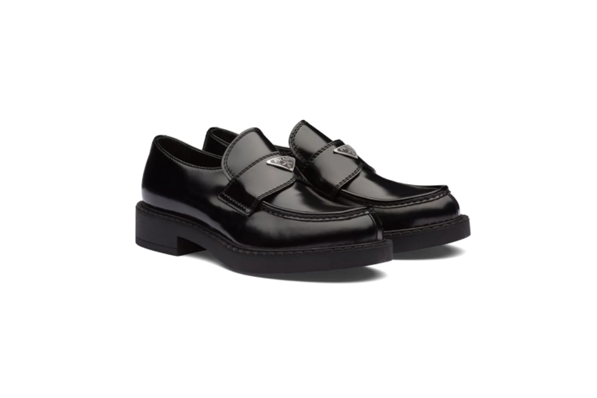 Prada logo plaque chunky heel loafers