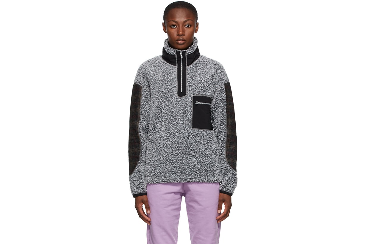 RASSVET Grey Colorblock Fleece Zip-Up Sweater