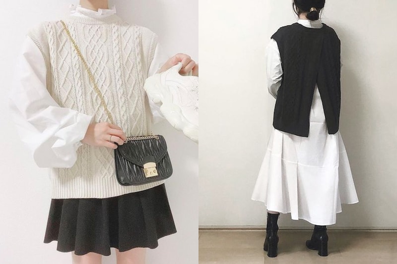 GU Cable Back Slit knitwear 2020 fw