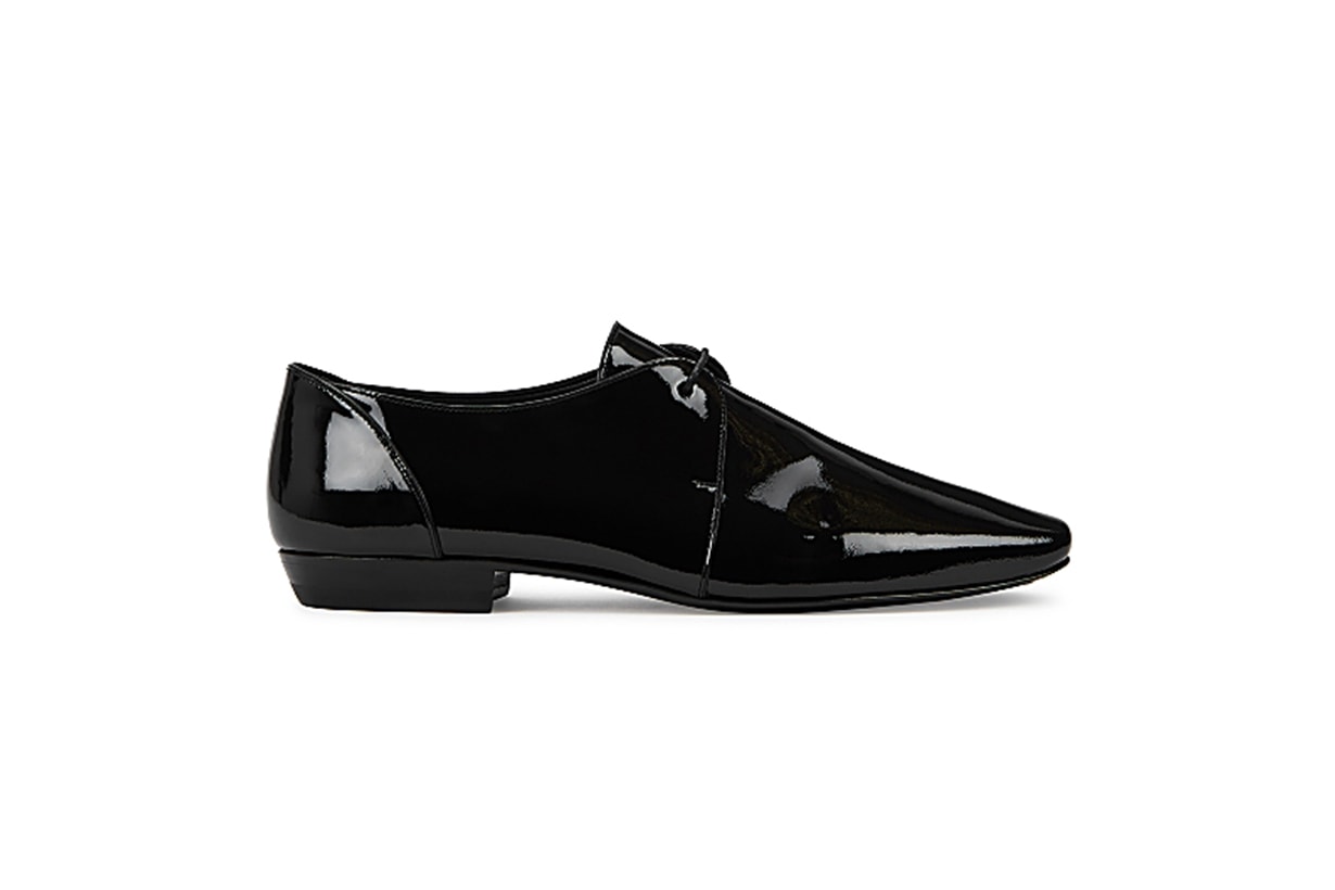 SAINT LAURENT 15 black patent leather Derby shoes