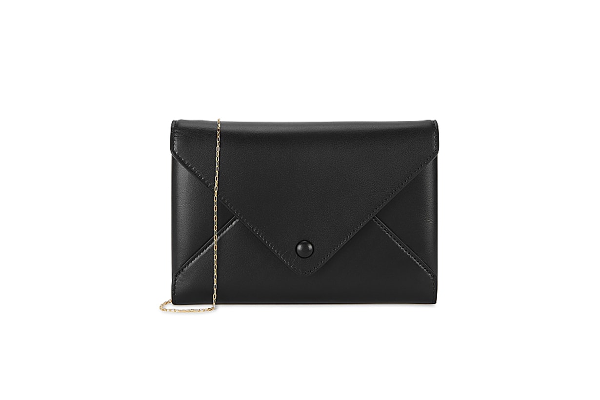 THE ROW  Envelope black leather clutch
