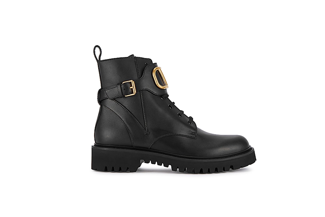 VALENTINO Valentino Garavani VLogo 50 black leather biker boots