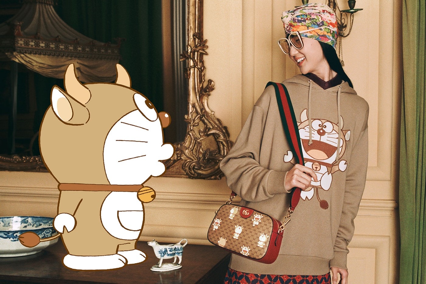 doraemon gucci collaboration collection lunar chinese new year campaign handbags phone cases sneakers release