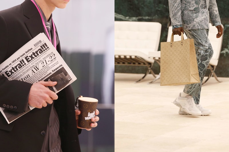 louis vuitton virgil abloh 2021 fw newspaper handbags detail