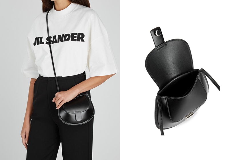 Jil Sander Crescent mini black leather cross-body bag