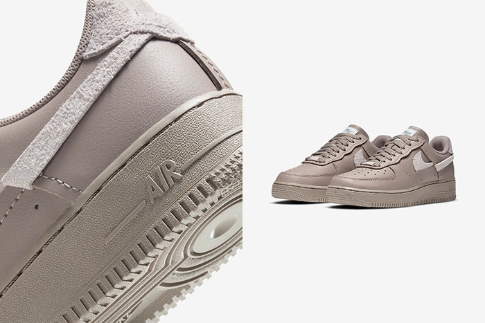 細節藏在 Swoosh 上:時髦女生熱愛的 Air Force 1,換上了低調優雅的玫瑰奶茶色!