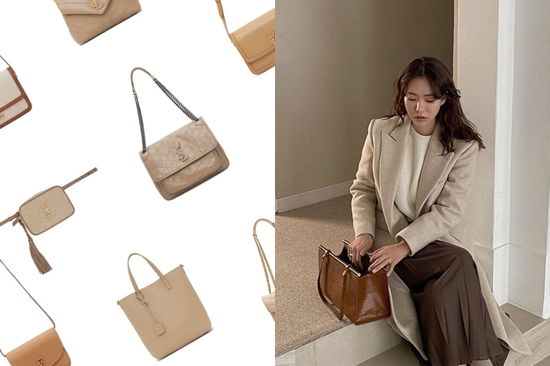 Saint Laurent Milk Tea Color Handbags