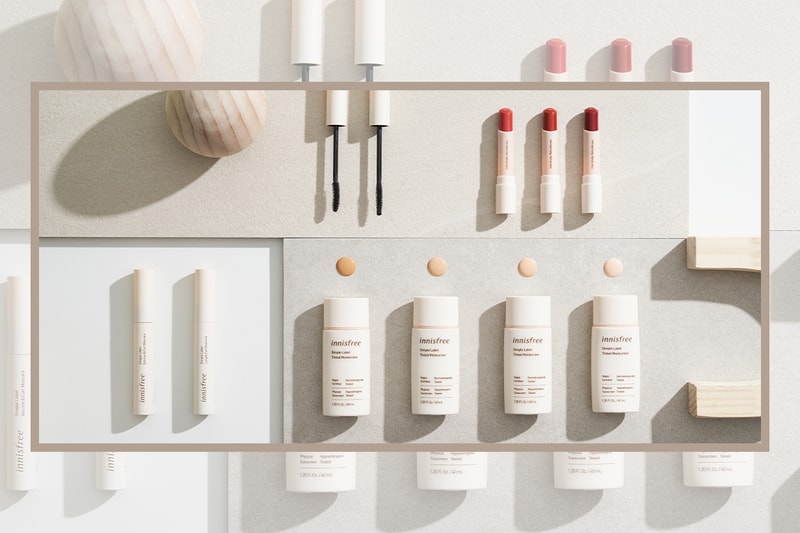 Innisfree Vegan Beauty Clean Beauty Simple Label Skincare Collection Simple Label Tinted Moisturizer Long and Curl Mascara Lip Color Balm