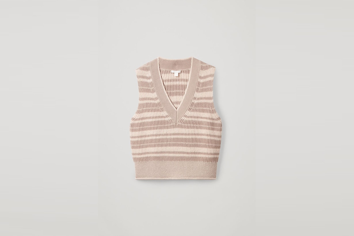 cos striped v-neck cardigan vest 2021ss