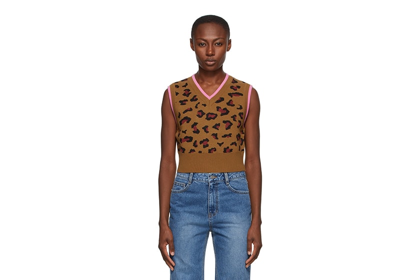 Brown Wool Leopard Vest