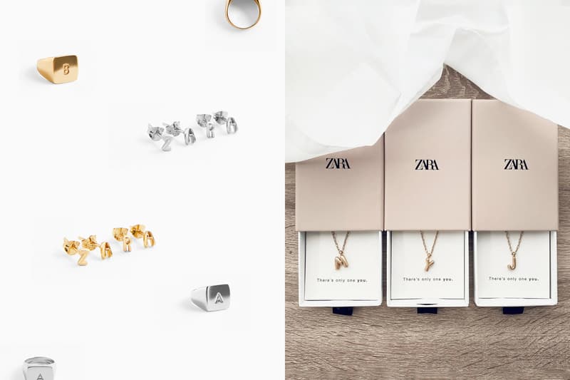 zara alphabet necklace ring earrings 2021 new collection