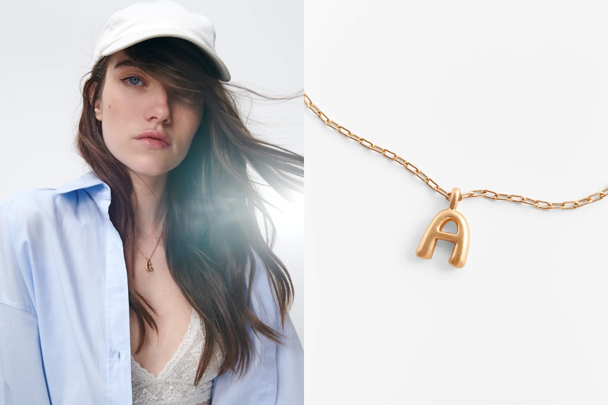 zara alphabet necklace ring earrings 2021 new collection