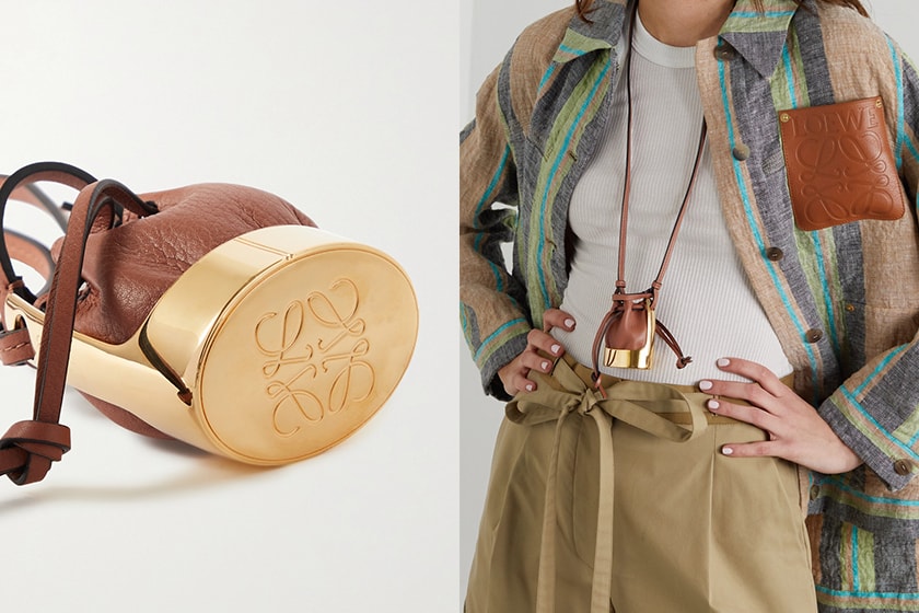 Loewe Balloon Bag leather and gold necklace