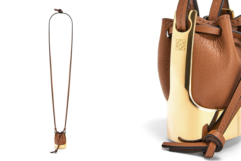 Loewe Balloon Bag leather and gold necklace