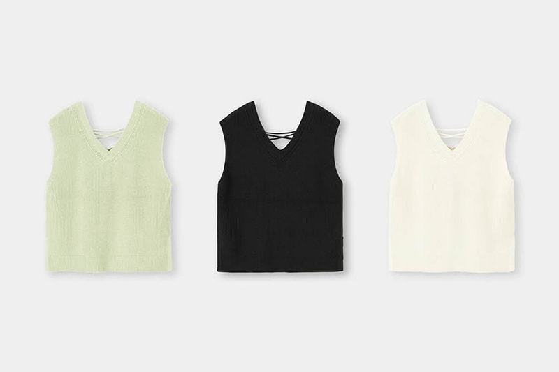 GU Back lace-up knit vest 2021 ss wear
